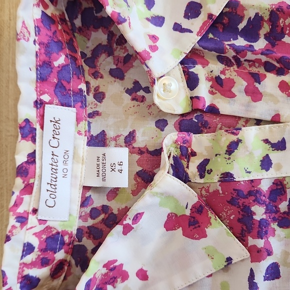 COLDWATER CREEK Savannah Floral No Iron Shirt, size XS - Picture 4 of 11